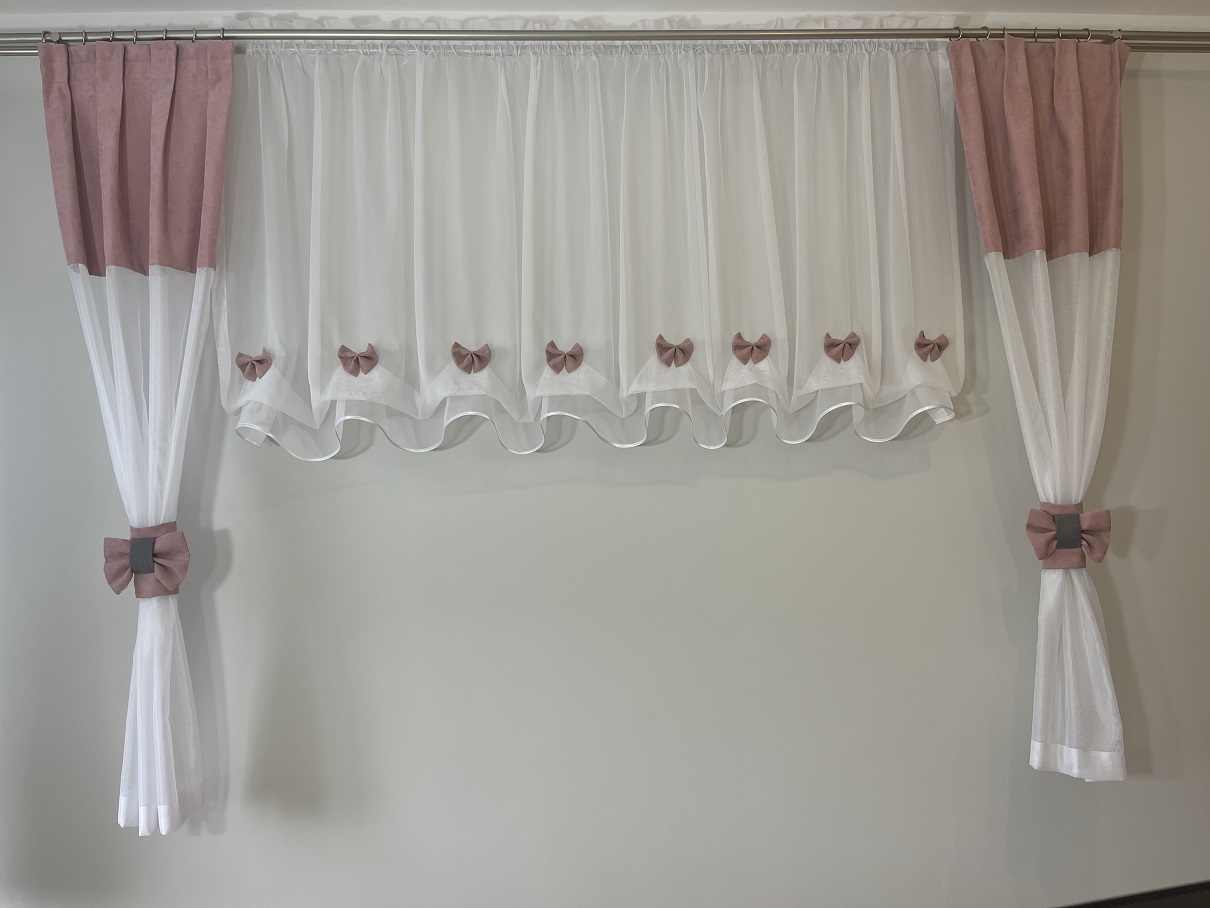 Duże zdjęcie produktu Firanka marszczona z kokardkami