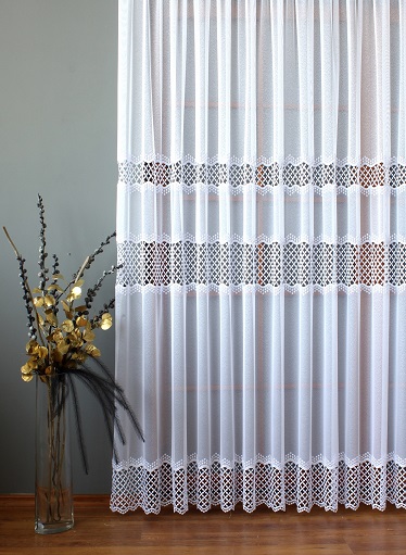 Miniaturka produktu Firanka marszczona z gipiurą wisienka